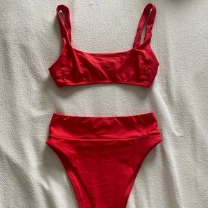 Aerie high waisted red bikini set